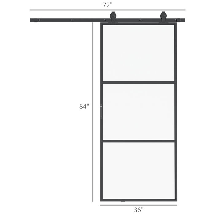 HomCom Glass and Metal Barn Door & Reviews | Wayfair